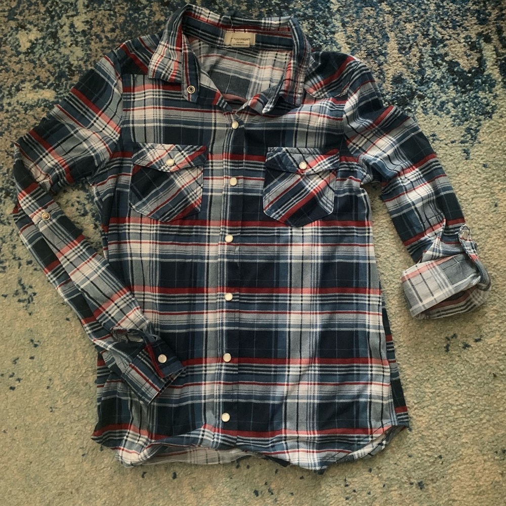 Flannel with jewel buttons